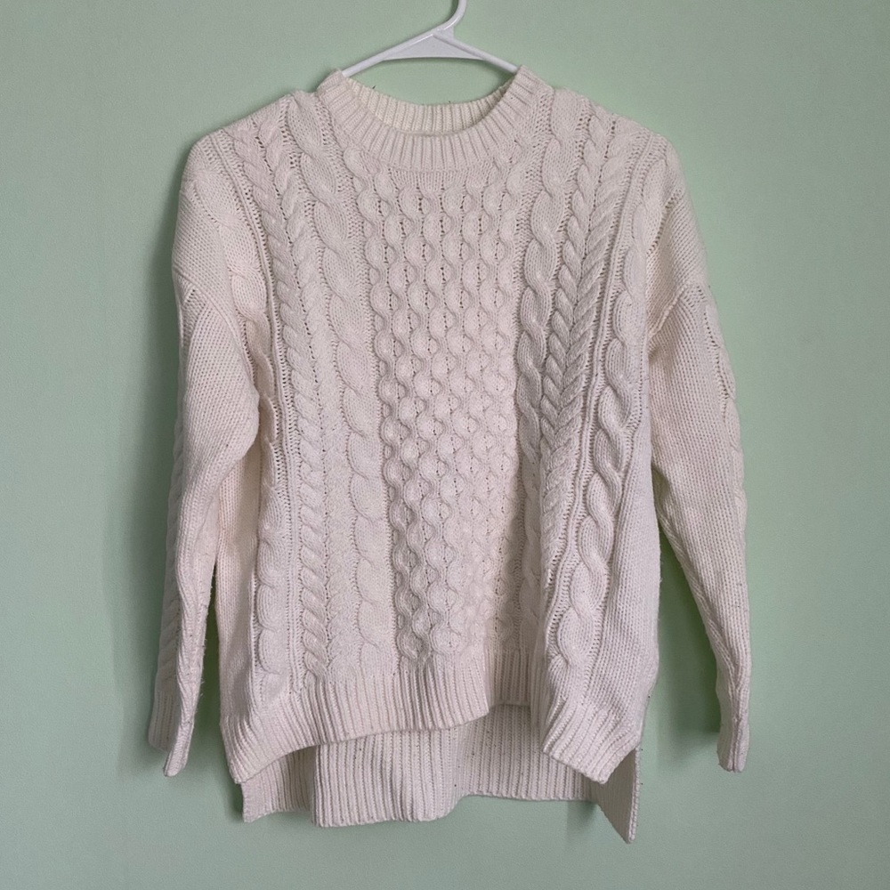 Forever 21 Cable Knit Sweater White Size Small